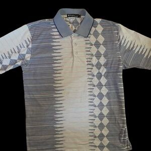 Sergio Louis men’s‎ polo golf short sleeve shirt argyle  3/4 button up med
